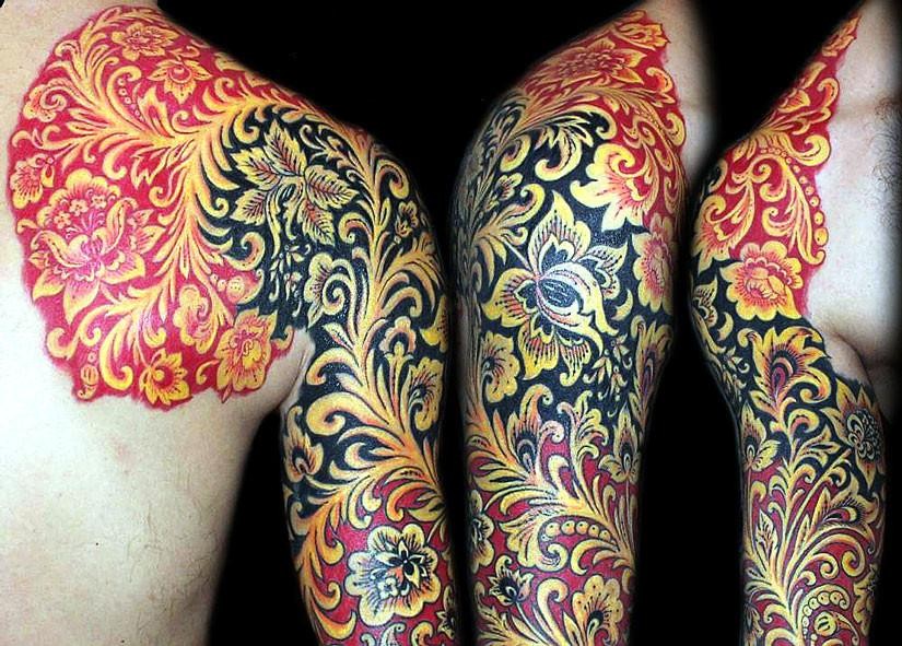 Татуировки в стиле хохлома