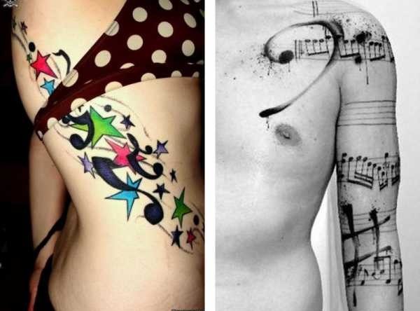 Татуировка нота: значение, фото, для девушек и парней