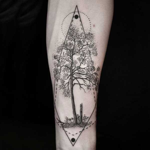 Татуировки в стиле геометрия
